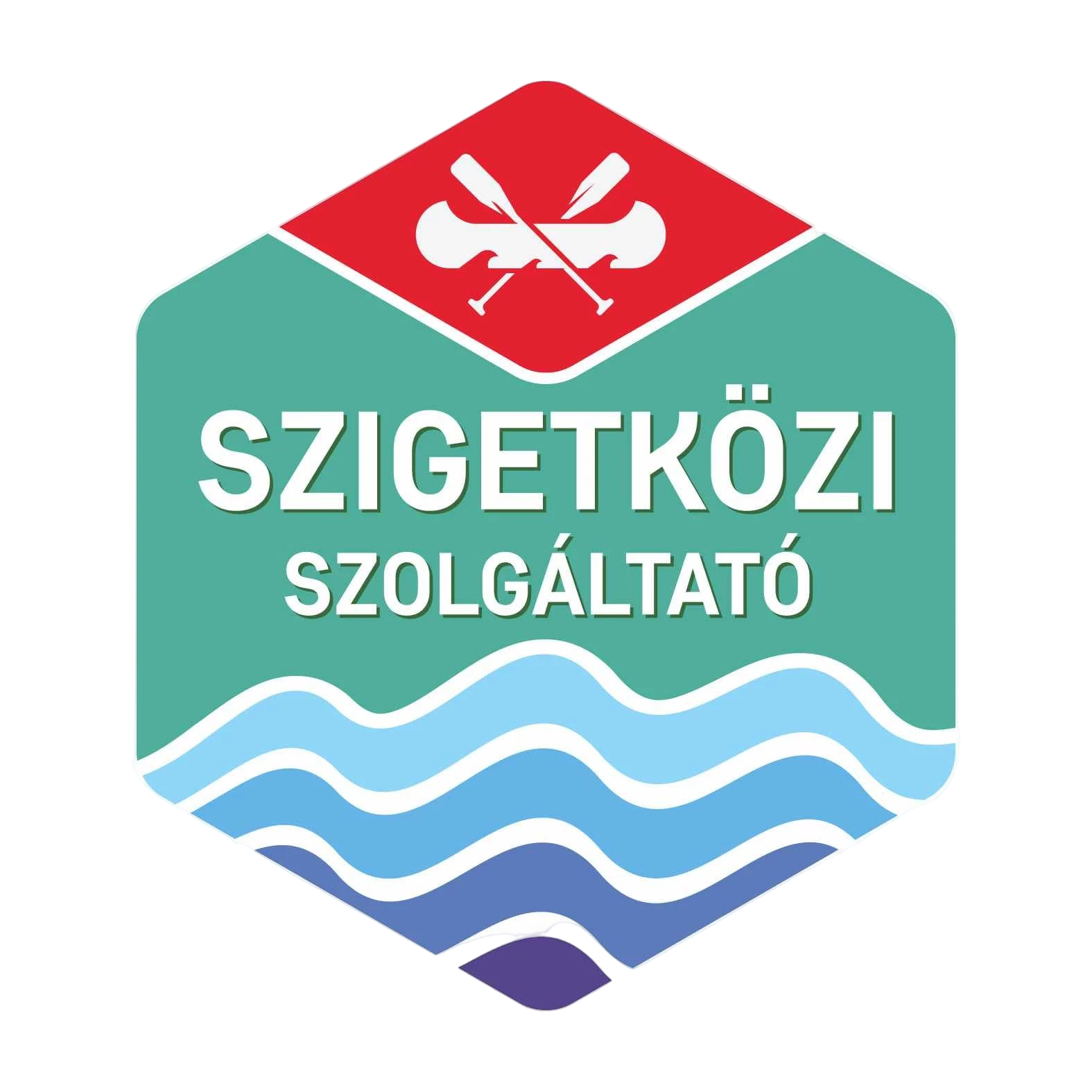 Logo of Szigetközi Szolgáltató with red and green background